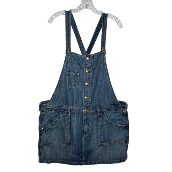 Old Navy Ultra Low Waist Blue Denim Overall Mini Skirt Jumper XL (2006) - Picture 11 of 13